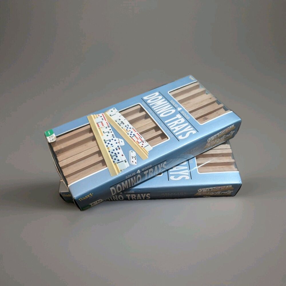 Radex Wood Domino Trays Two 4 Packs: 8 Holders Mexican Train Chickenfoot Mahjong